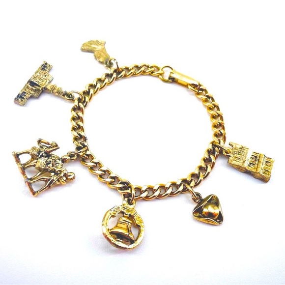 Philadelphia Patriotic Liberty Bell Paul Revere Samuel Adam’s Charm Bracelet - Picture 2 of 4